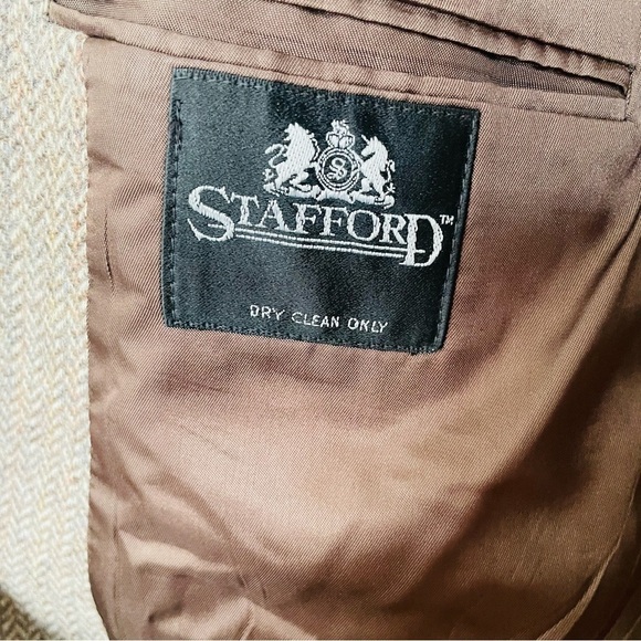 Stafford modern brown wool blazer jacket 46R double button business casual - Picture 11 of 14